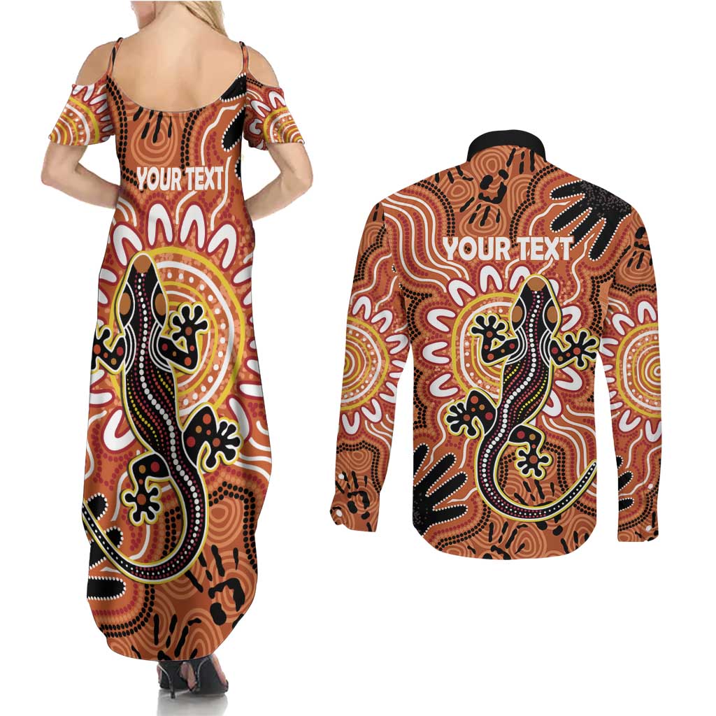 Personalised Australia Lizard NAIDOC Week 2026 Couples Matching Summer Maxi Dress and Long Sleeve Button Shirt 50 Years of Deadly Aboriginal Art