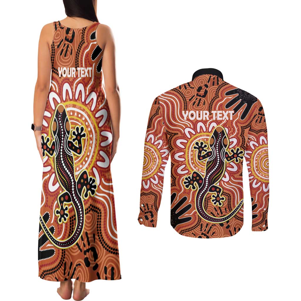 Personalised Australia Lizard NAIDOC Week 2026 Couples Matching Tank Maxi Dress and Long Sleeve Button Shirt 50 Years of Deadly Aboriginal Art