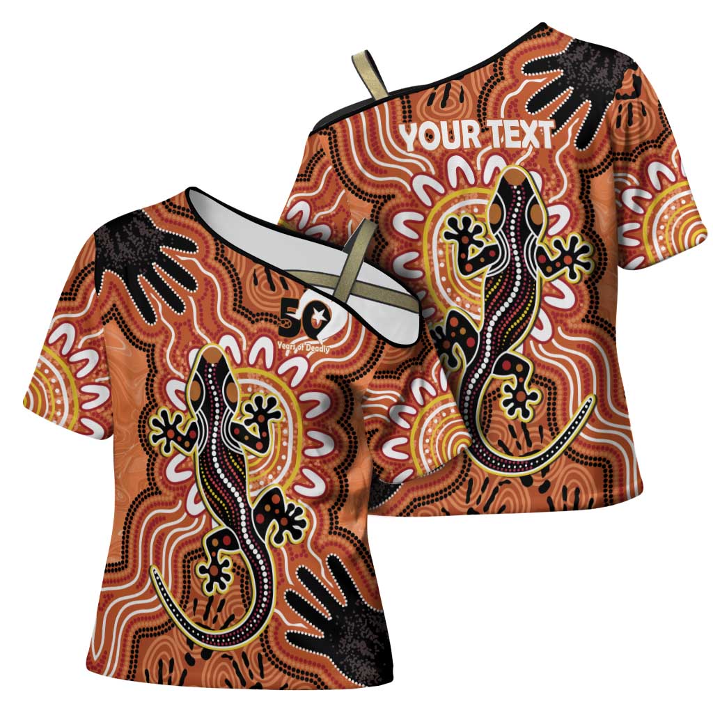 Personalised Australia Lizard NAIDOC Week 2026 Cross Shoulder Shirt 50 Years of Deadly Aboriginal Art