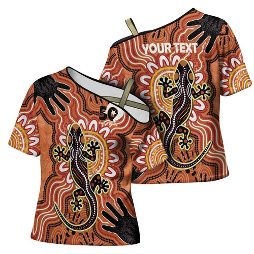 Personalised Australia Lizard NAIDOC Week 2026 Cross Shoulder Shirt 50 Years of Deadly Aboriginal Art