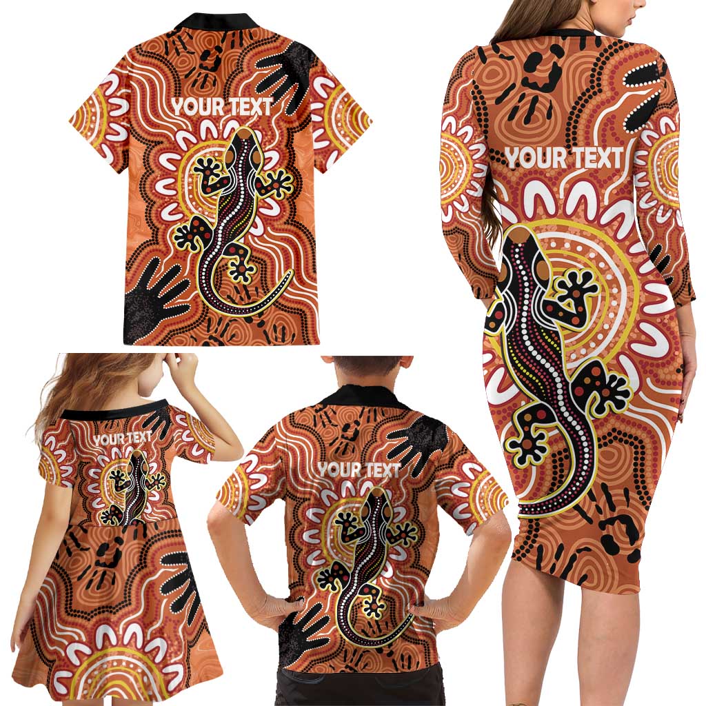 Personalised Australia Lizard NAIDOC Week 2026 Family Matching Long Sleeve Bodycon Dress and Hawaiian Shirt 50 Years of Deadly Aboriginal Art