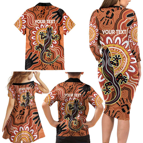 Personalised Australia Lizard NAIDOC Week 2026 Family Matching Long Sleeve Bodycon Dress and Hawaiian Shirt 50 Years of Deadly Aboriginal Art