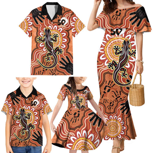 Personalised Australia Lizard NAIDOC Week 2026 Family Matching Mermaid Dress and Hawaiian Shirt 50 Years of Deadly Aboriginal Art