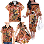 Personalised Australia Lizard NAIDOC Week 2026 Family Matching Off The Shoulder Long Sleeve Dress and Hawaiian Shirt 50 Years of Deadly Aboriginal Art