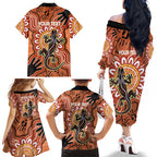 Personalised Australia Lizard NAIDOC Week 2026 Family Matching Off The Shoulder Long Sleeve Dress and Hawaiian Shirt 50 Years of Deadly Aboriginal Art