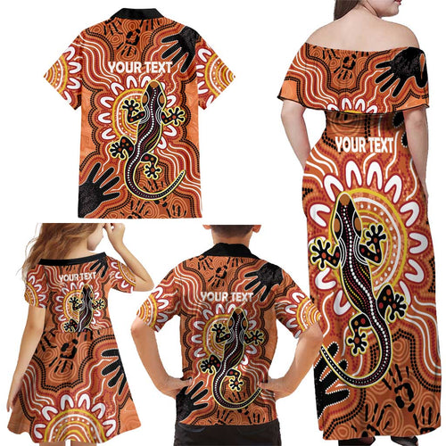 Personalised Australia Lizard NAIDOC Week 2026 Family Matching Off Shoulder Maxi Dress and Hawaiian Shirt 50 Years of Deadly Aboriginal Art