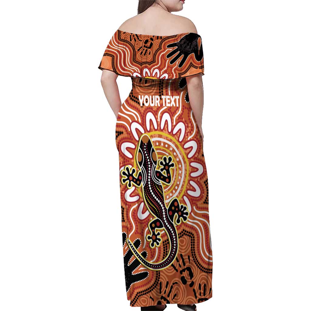 Personalised Australia Lizard NAIDOC Week 2026 Family Matching Off Shoulder Maxi Dress and Hawaiian Shirt 50 Years of Deadly Aboriginal Art