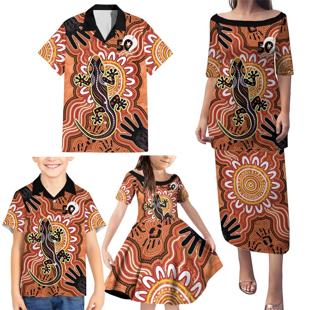 Personalised Australia Lizard NAIDOC Week 2026 Family Matching Puletasi and Hawaiian Shirt 50 Years of Deadly Aboriginal Art