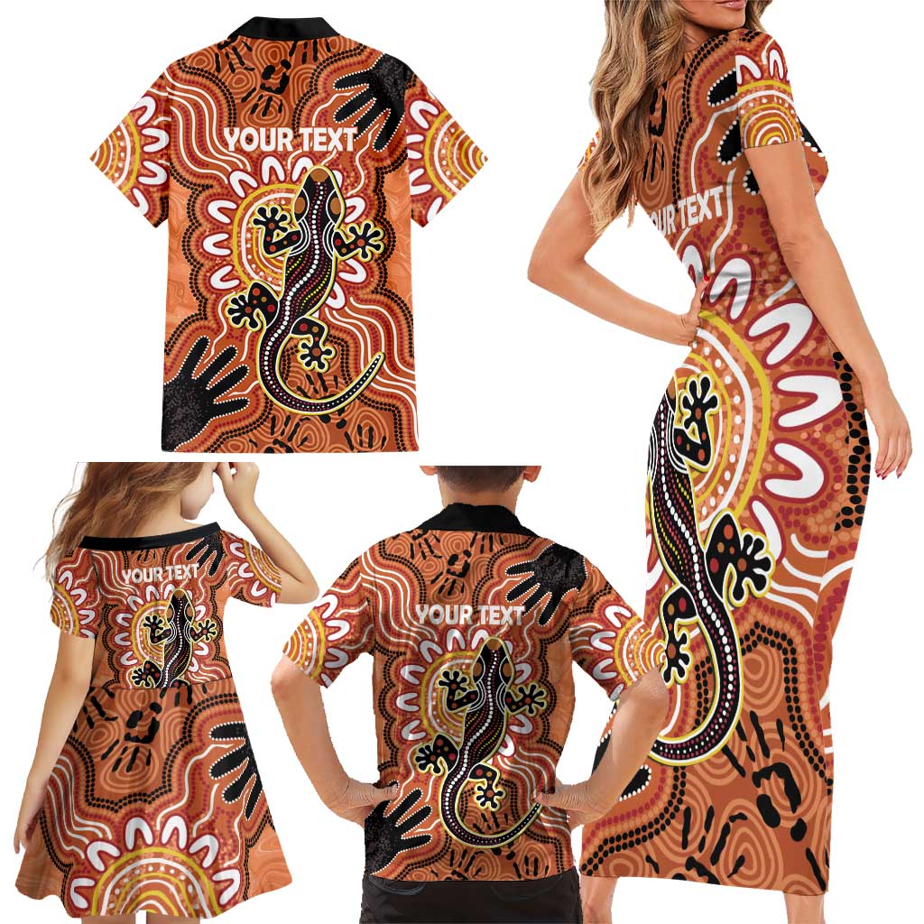 Personalised Australia Lizard NAIDOC Week 2026 Family Matching Short Sleeve Bodycon Dress and Hawaiian Shirt 50 Years of Deadly Aboriginal Art