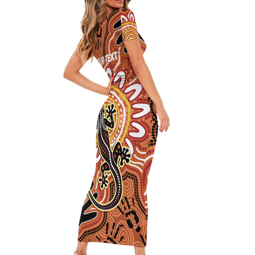 Personalised Australia Lizard NAIDOC Week 2026 Family Matching Short Sleeve Bodycon Dress and Hawaiian Shirt 50 Years of Deadly Aboriginal Art