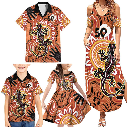 Personalised Australia Lizard NAIDOC Week 2026 Family Matching Summer Maxi Dress and Hawaiian Shirt 50 Years of Deadly Aboriginal Art