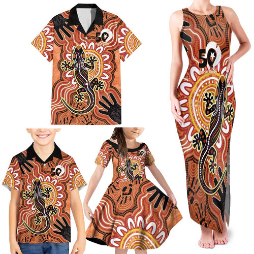 Personalised Australia Lizard NAIDOC Week 2026 Family Matching Tank Maxi Dress and Hawaiian Shirt 50 Years of Deadly Aboriginal Art