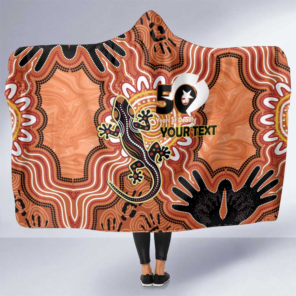 Personalised Australia Lizard NAIDOC Week 2026 Hooded Blanket 50 Years of Deadly Aboriginal Art