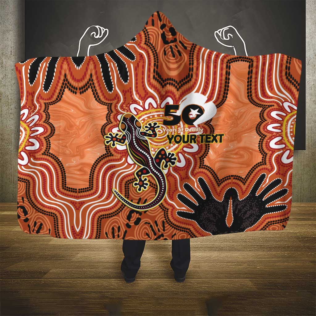 Personalised Australia Lizard NAIDOC Week 2026 Hooded Blanket 50 Years of Deadly Aboriginal Art