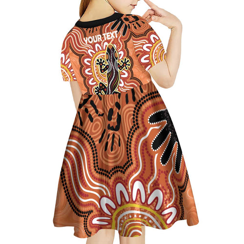 Personalised Australia Lizard NAIDOC Week 2026 Kid Short Sleeve Dress 50 Years of Deadly Aboriginal Art