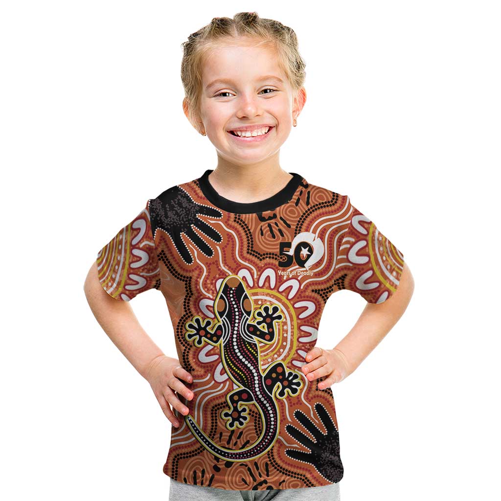 Personalised Australia Lizard NAIDOC Week 2026 Kid T Shirt 50 Years of Deadly Aboriginal Art
