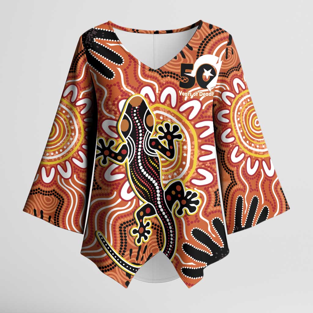 Personalised Australia Lizard NAIDOC Week 2026 Kimono Sleeve Blouse 50 Years of Deadly Aboriginal Art