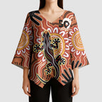Personalised Australia Lizard NAIDOC Week 2026 Kimono Sleeve Blouse 50 Years of Deadly Aboriginal Art