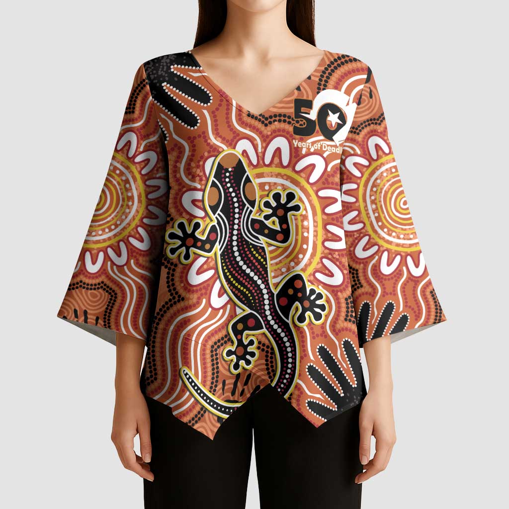 Personalised Australia Lizard NAIDOC Week 2026 Kimono Sleeve Blouse 50 Years of Deadly Aboriginal Art