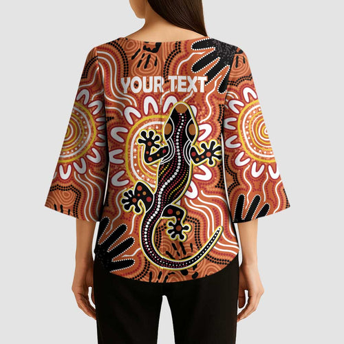 Personalised Australia Lizard NAIDOC Week 2026 Kimono Sleeve Blouse 50 Years of Deadly Aboriginal Art