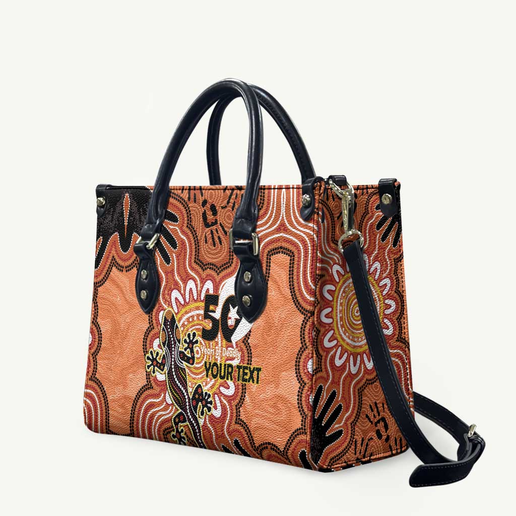 Personalised Australia Lizard NAIDOC Week 2026 Leather Bag 50 Years of Deadly Aboriginal Art