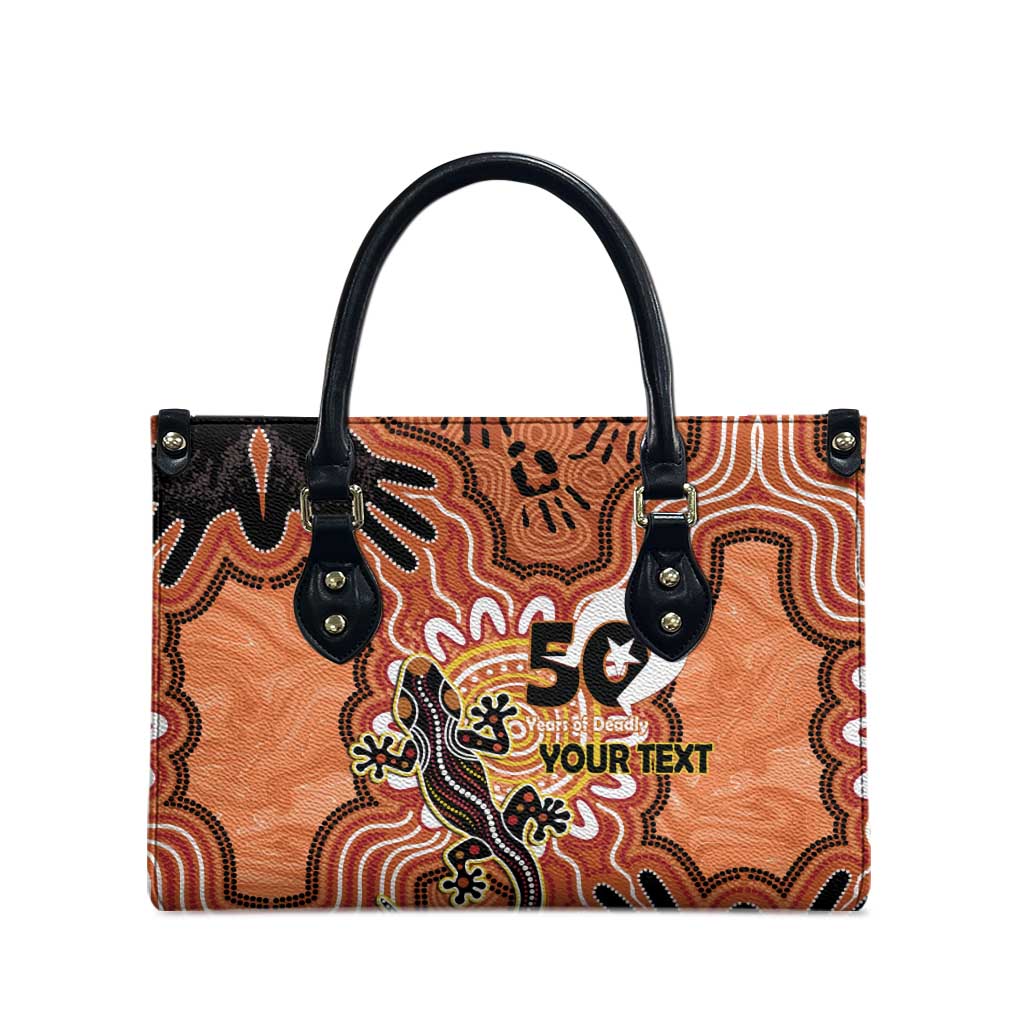 Personalised Australia Lizard NAIDOC Week 2026 Leather Bag 50 Years of Deadly Aboriginal Art