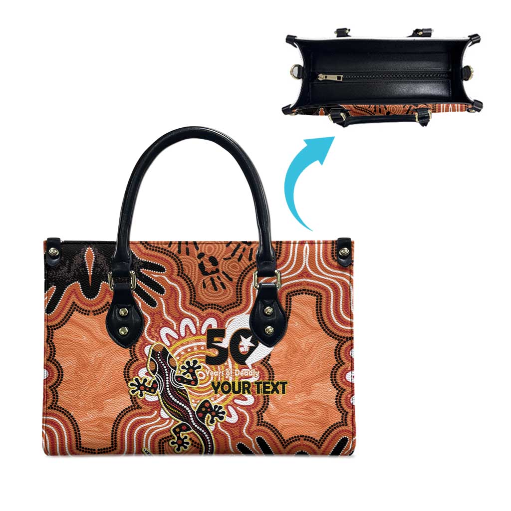 Personalised Australia Lizard NAIDOC Week 2026 Leather Bag 50 Years of Deadly Aboriginal Art