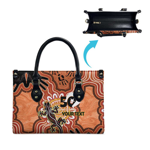 Personalised Australia Lizard NAIDOC Week 2026 Leather Bag 50 Years of Deadly Aboriginal Art