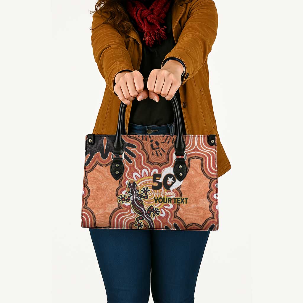 Personalised Australia Lizard NAIDOC Week 2026 Leather Bag 50 Years of Deadly Aboriginal Art