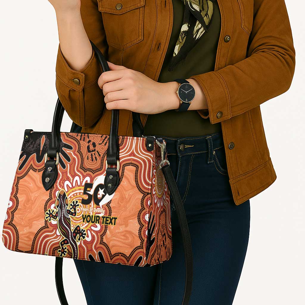 Personalised Australia Lizard NAIDOC Week 2026 Leather Bag 50 Years of Deadly Aboriginal Art