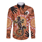 Personalised Australia Lizard NAIDOC Week 2026 Long Sleeve Button Shirt 50 Years of Deadly Aboriginal Art