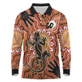 Personalised Australia Lizard NAIDOC Week 2026 Long Sleeve Polo Shirt 50 Years of Deadly Aboriginal Art