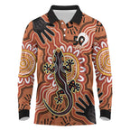 Personalised Australia Lizard NAIDOC Week 2026 Long Sleeve Polo Shirt 50 Years of Deadly Aboriginal Art