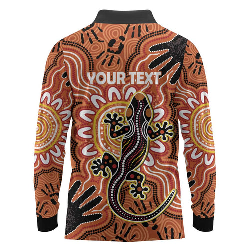 Personalised Australia Lizard NAIDOC Week 2026 Long Sleeve Polo Shirt 50 Years of Deadly Aboriginal Art