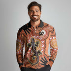 Personalised Australia Lizard NAIDOC Week 2026 Long Sleeve Polo Shirt 50 Years of Deadly Aboriginal Art