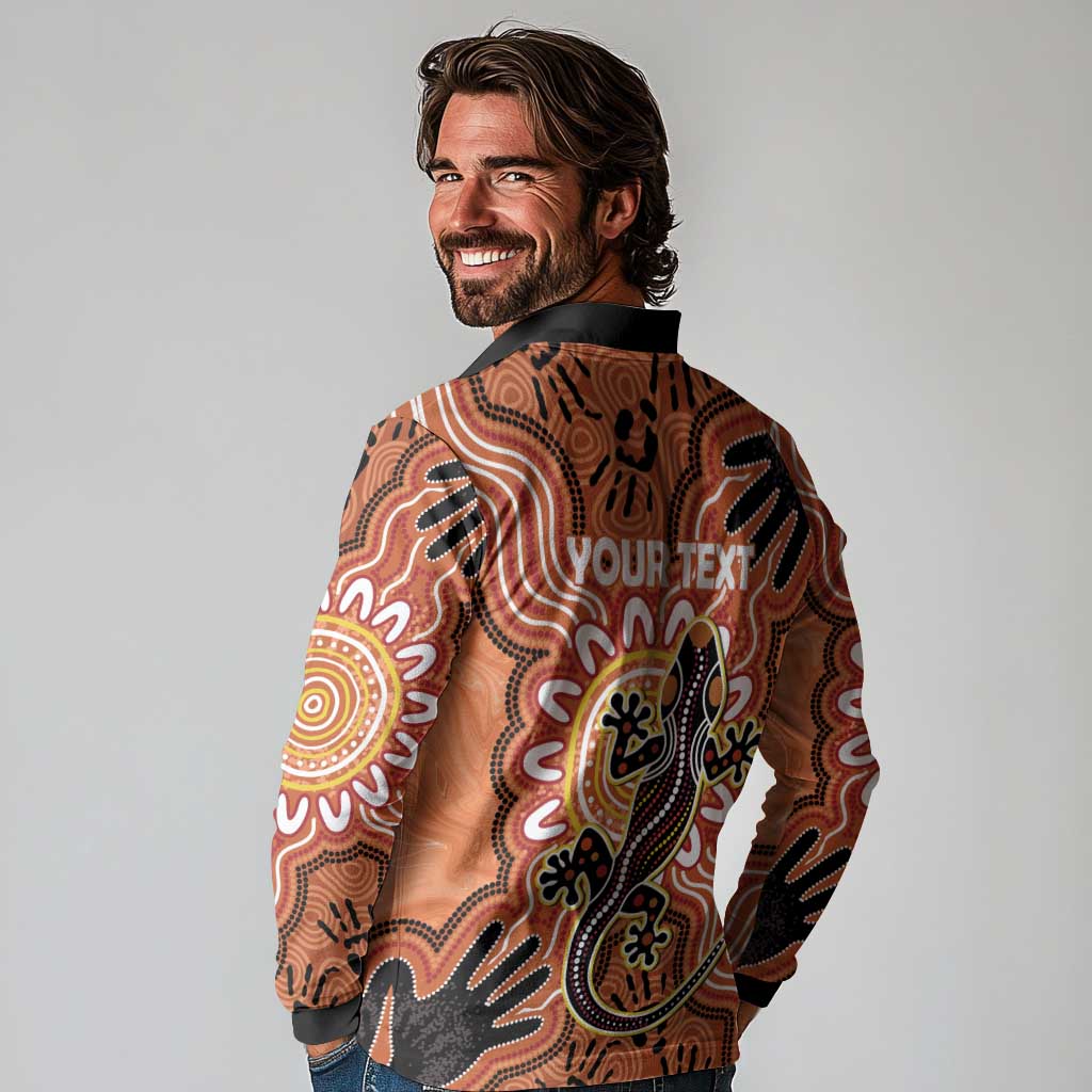 Personalised Australia Lizard NAIDOC Week 2026 Long Sleeve Polo Shirt 50 Years of Deadly Aboriginal Art