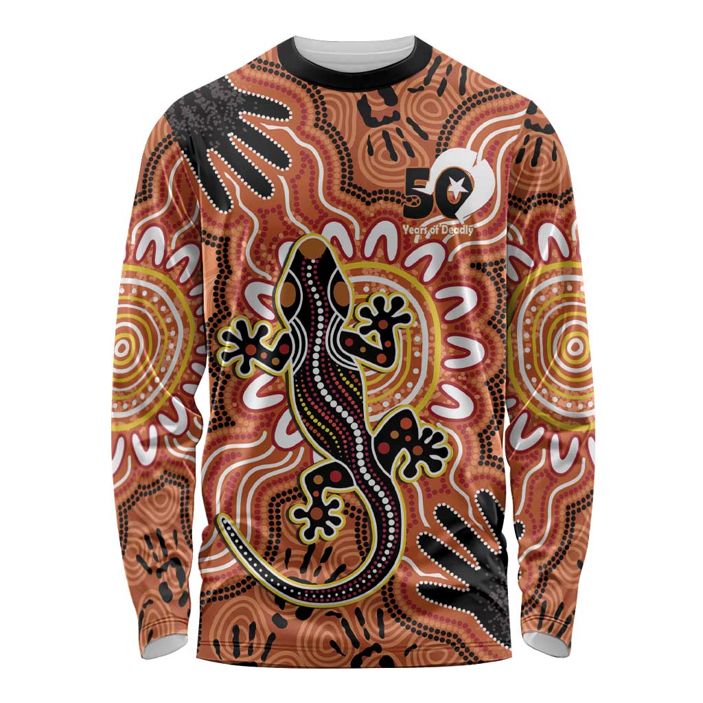 Personalised Australia Lizard NAIDOC Week 2026 Long Sleeve Shirt 50 Years of Deadly Aboriginal Art