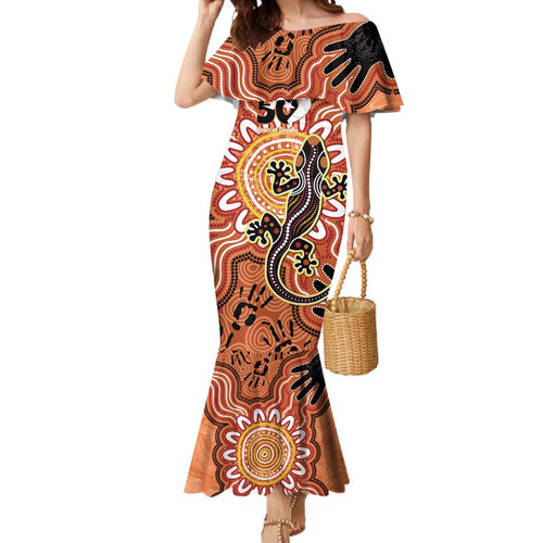 Personalised Australia Lizard NAIDOC Week 2026 Mermaid Dress 50 Years of Deadly Aboriginal Art