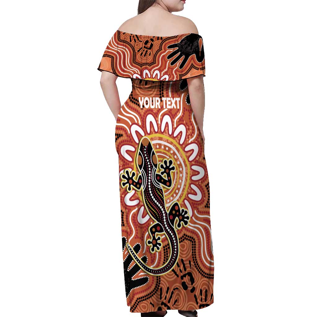Personalised Australia Lizard NAIDOC Week 2026 Off Shoulder Maxi Dress 50 Years of Deadly Aboriginal Art