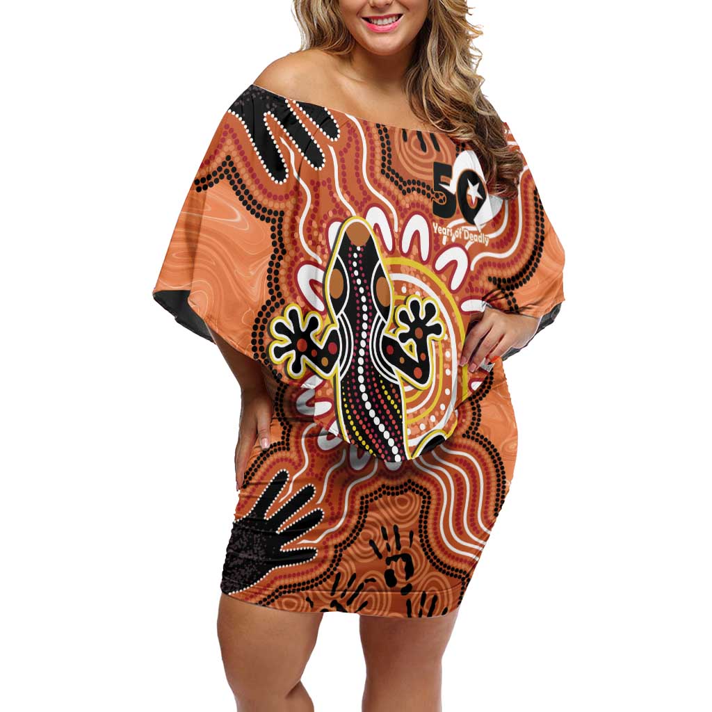 Personalised Australia Lizard NAIDOC Week 2026 Off Shoulder Short Dress 50 Years of Deadly Aboriginal Art