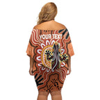 Personalised Australia Lizard NAIDOC Week 2026 Off Shoulder Short Dress 50 Years of Deadly Aboriginal Art