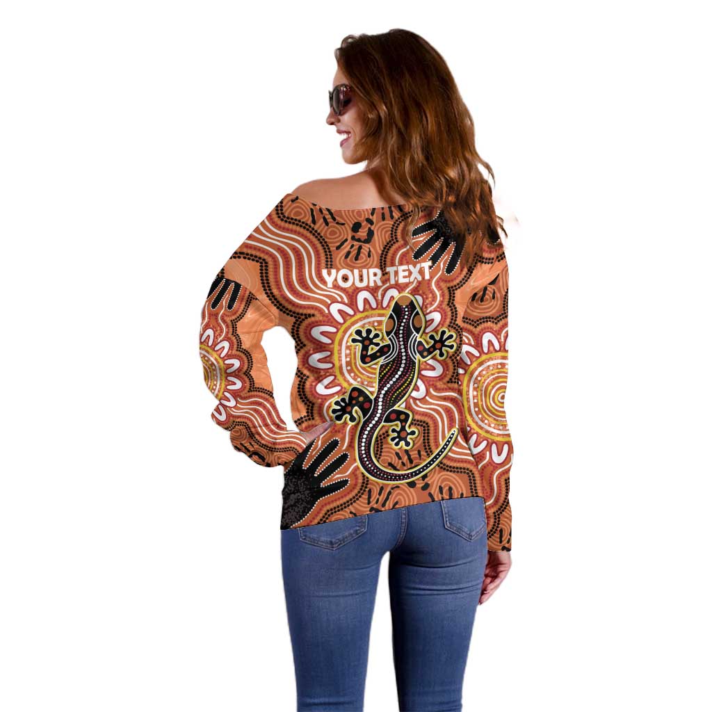 Personalised Australia Lizard NAIDOC Week 2026 Off Shoulder Sweater 50 Years of Deadly Aboriginal Art