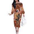 Personalised Australia Lizard NAIDOC Week 2026 Off The Shoulder Long Sleeve Dress 50 Years of Deadly Aboriginal Art