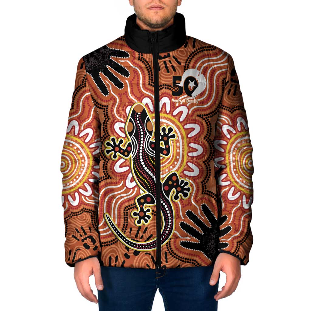 Personalised Australia Lizard NAIDOC Week 2026 Padded Jacket 50 Years of Deadly Aboriginal Art