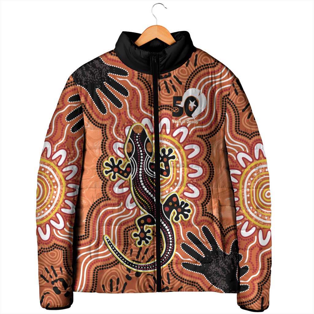 Personalised Australia Lizard NAIDOC Week 2026 Padded Jacket 50 Years of Deadly Aboriginal Art