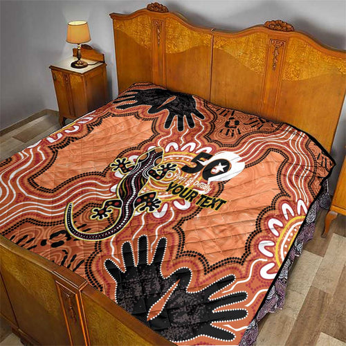 Personalised Australia Lizard NAIDOC Week 2026 Quilt 50 Years of Deadly Aboriginal Art