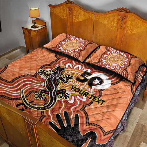 Personalised Australia Lizard NAIDOC Week 2026 Quilt Bed Set 50 Years of Deadly Aboriginal Art