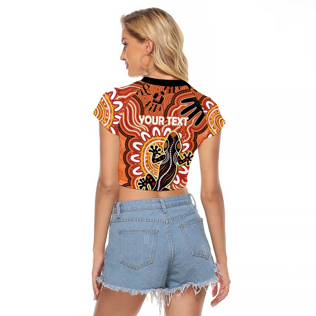 Personalised Australia Lizard NAIDOC Week 2026 Raglan Cropped T Shirt 50 Years of Deadly Aboriginal Art