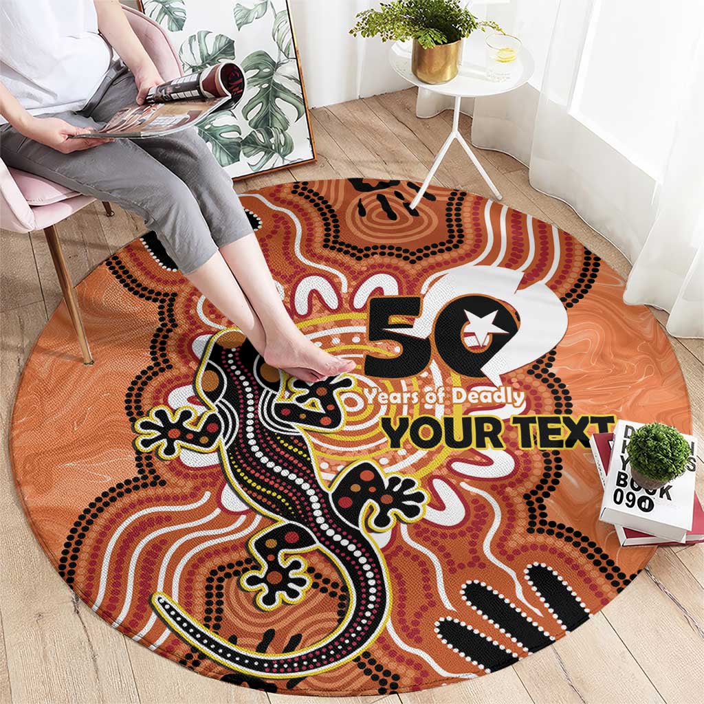Personalised Australia Lizard NAIDOC Week 2026 Round Carpet 50 Years of Deadly Aboriginal Art