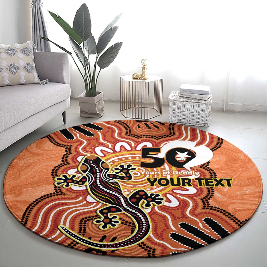 Personalised Australia Lizard NAIDOC Week 2026 Round Carpet 50 Years of Deadly Aboriginal Art